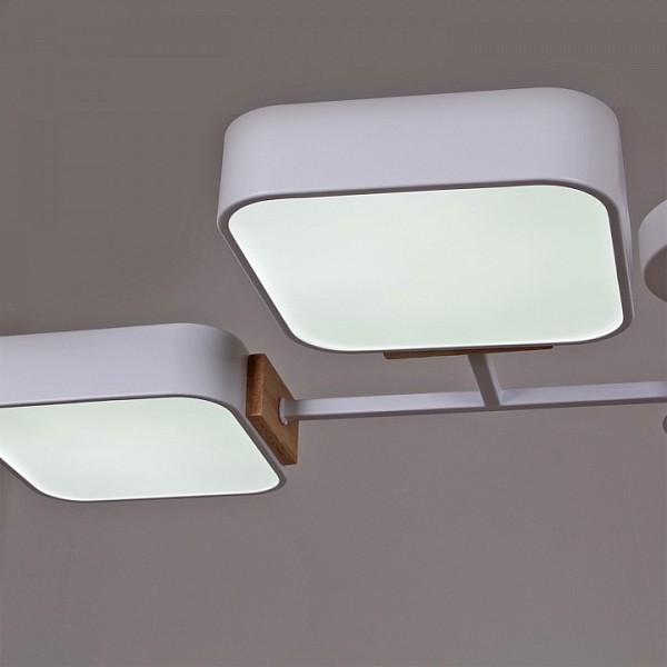 Люстра на штанге Reluce  белый арт. 03363-0.3-06 WH+WOOD