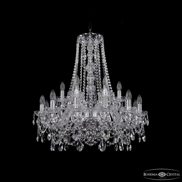 Подвесная люстра Bohemia Ivele Crystal 1411 никель арт. 1411/12+6/240/h-80 Ni