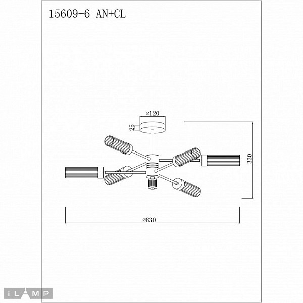 Люстра на штанге iLamp Evolution хром арт. 15609-6 AN+CL