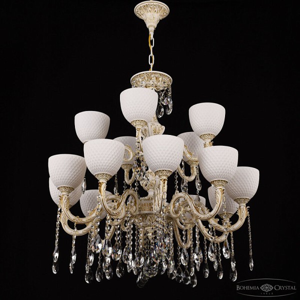 Подвесная люстра Bohemia Ivele Crystal AL7901 белый арт. AL79101/10+5/250/2D A WMG P1 U Wave