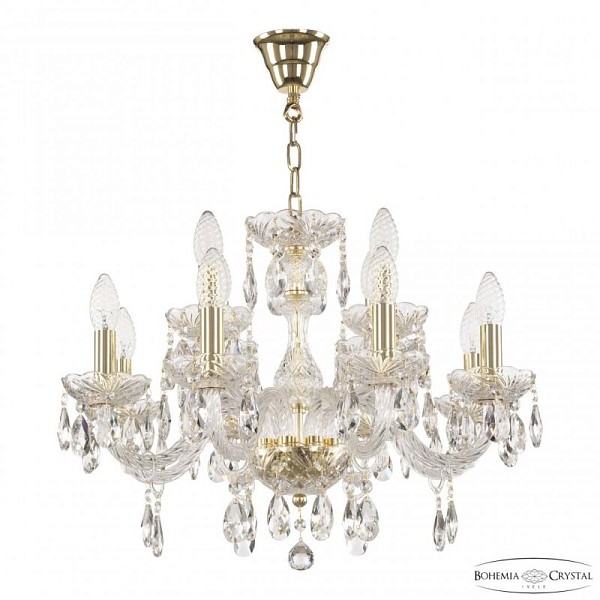 Подвесная люстра Bohemia Ivele Crystal 117 золото арт. 117/8+4/195 G
