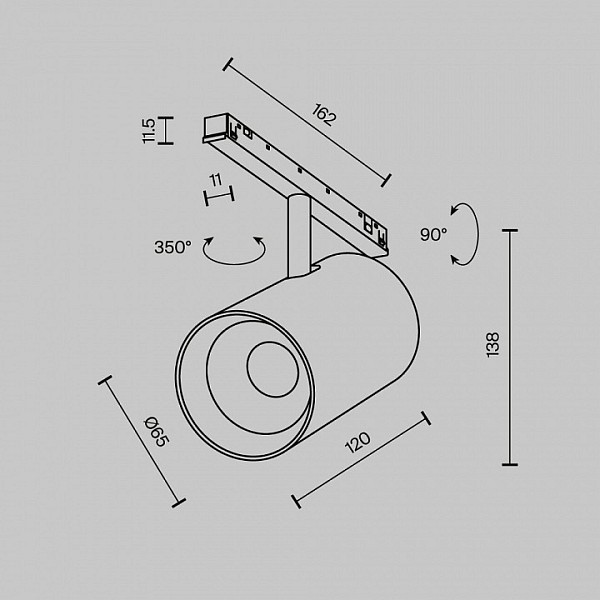 Светильник на штанге Maytoni Technical Фокус черный арт. TR243-18W3K-B