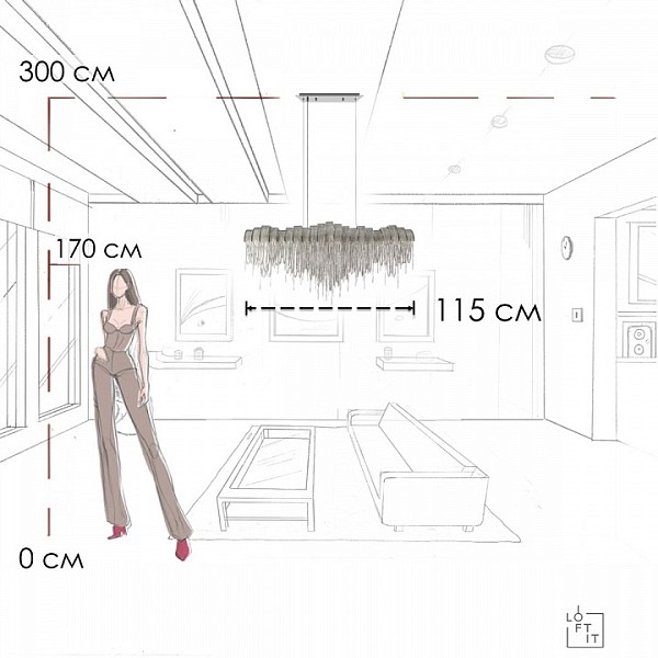 Подвесная люстра Loft it Volver никель арт. 10404/1150L SN