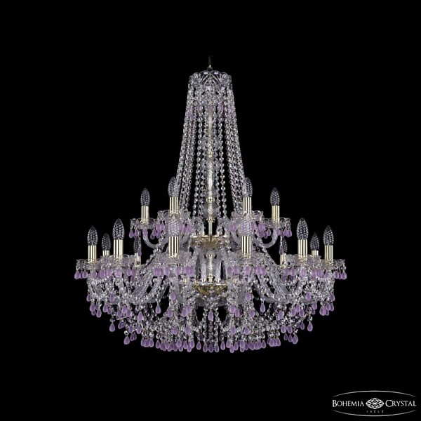 Подвесная люстра Bohemia Ivele Crystal 1410 золото арт. 1410/12+6/300/h-95/2d G V7010