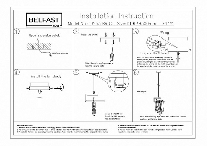 Подвесной светильник Belfast Colvil латунь арт. 3253 BR CL