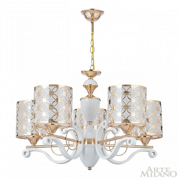 Подвесная люстра Arte Milano Florentia-3097 белый арт. 303097/5 Wh/Gd