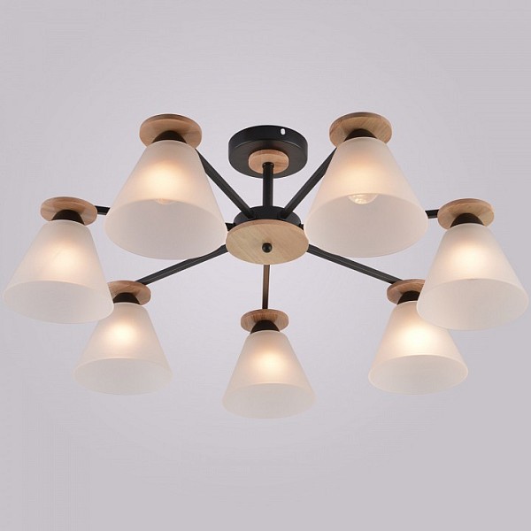 Люстра на штанге Reluce 01625-1 дерево арт. 01625-0.3-07 BK+WOOD