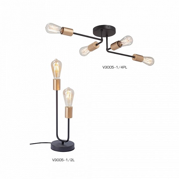 Настольная лампа декоративная Vitaluce V3005 золото арт. V3005-1/2L