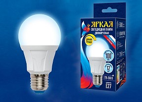 Лампа светодиодная Uniel Яркая Dim  арт. LED-A60 12W/6500K/E27/FR/DIM PLP01WH картон