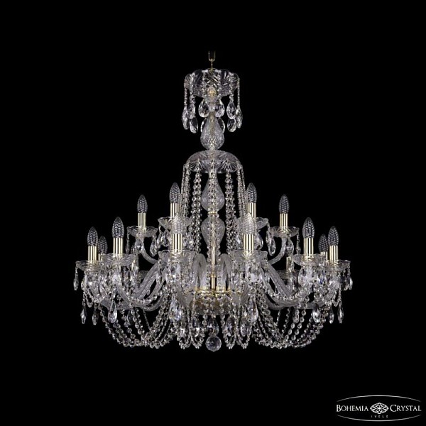 Подвесная люстра Bohemia Ivele Crystal 1402 золото арт. 1402/12+6/300/XL-90 G
