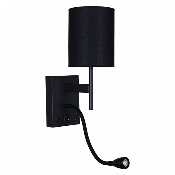 Бра с подсветкой Reluce 86210 черный арт. 86210-9.2-001KT LED3W+E14 BK