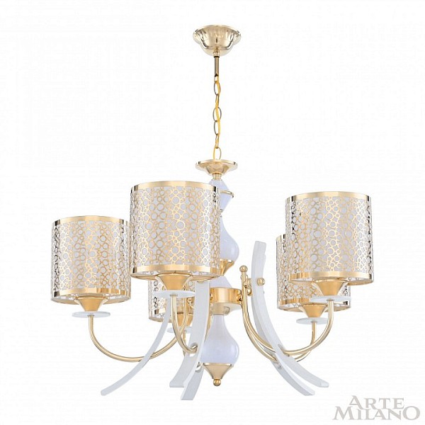 Подвесная люстра Arte Milano Florentia-6067 белый арт. 306067/5 Wh/Gd