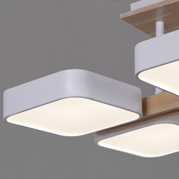 Люстра на штанге Reluce  белый арт. 03359-0.3-06 WH+WOOD