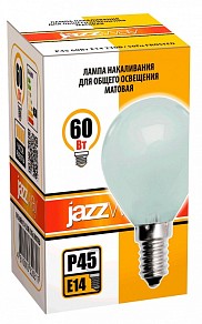 Лампа накаливания Jazzway   арт. P45 240V 60W E14 frosted