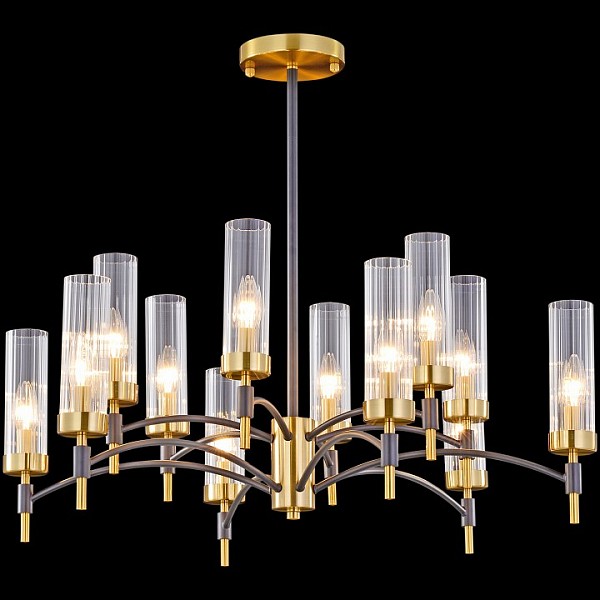 Люстра на штанге ILLUMICO BRASS TUBO бронза арт. IL5177-6+6PLS-29 BRASS TUBO