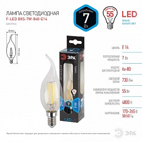 Лампа светодиодная Эра F-LED  арт. F-LED BXS-7W-840-E14