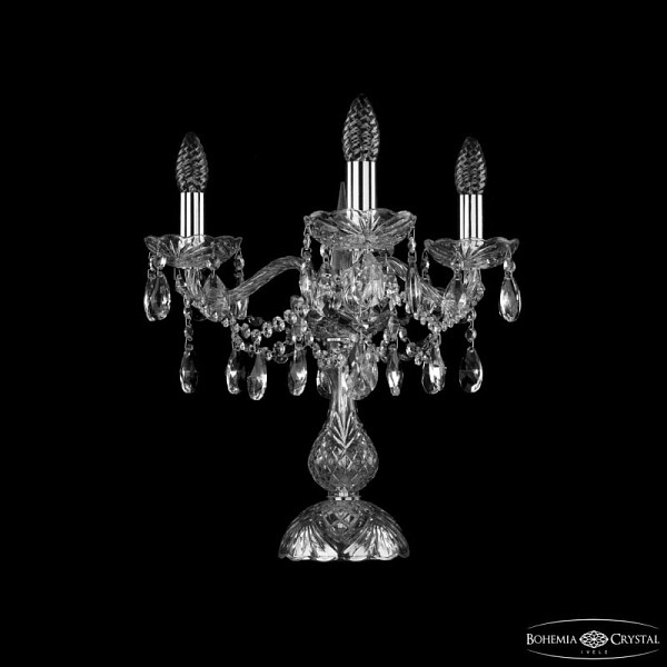 Настольная лампа декоративная Bohemia Ivele Crystal 1413 никель арт. 1413L/3/141-39 Ni