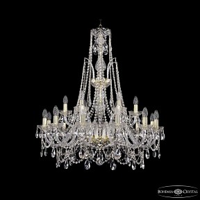 Подвесная люстра Bohemia Ivele Crystal 1411 золото арт. 1411/12+6/300/XL-96 G