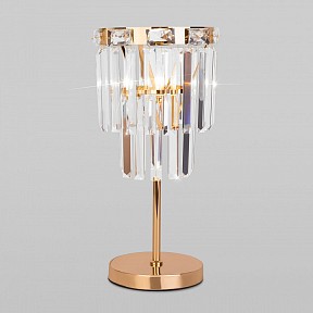 Настольная лампа декоративная Eurosvet Elegante желтый арт. 01136/1 золото/прозрачный хрусталь Strotskis