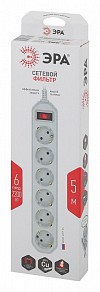 Сетевой фильтр Эра USF-6es-5m-W-BOX белый арт. Б0037264