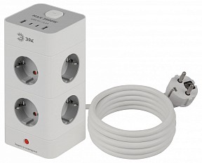 Сетевой фильтр Эра  белый арт. TWR-8es-1,5m-4USB-W