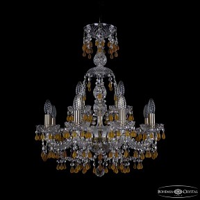 Подвесная люстра Bohemia Ivele Crystal 1410 золото арт. 1410/8+4/195/XL-66 Pa V1003