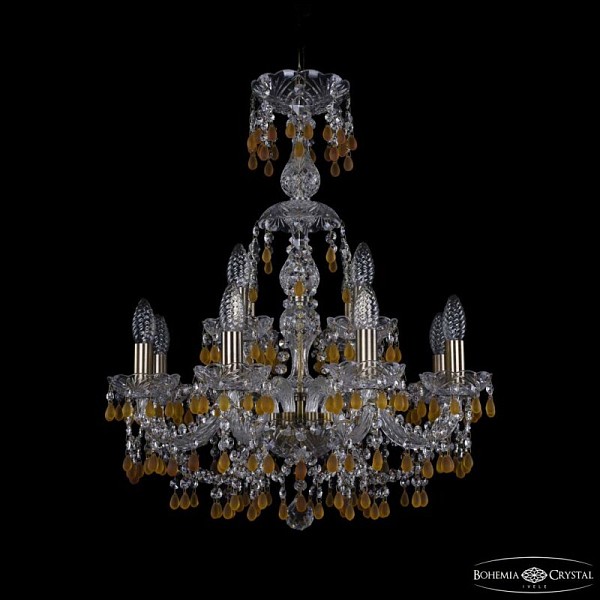 Подвесная люстра Bohemia Ivele Crystal 1410 золото арт. 1410/8+4/195/XL-66 Pa V1003