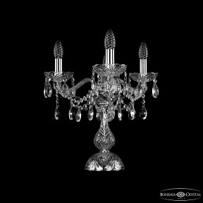 Настольная лампа декоративная Bohemia Ivele Crystal 1413 никель арт. 1413L/3/141-39 Ni