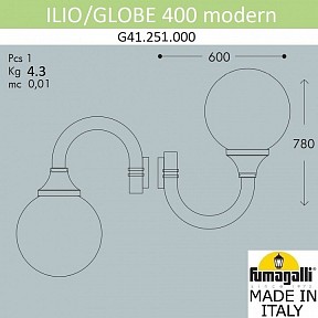 Светильник на штанге Fumagalli Globe 400 Modern черный арт. G41.251.000.AZE27