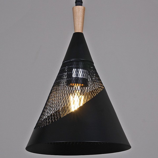 Подвесной светильник Reluce 03250-1 черный арт. 03250-3.9-01 BK+WOOD