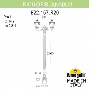 Фонарный столб Fumagalli ANNA черный арт. E22.157.R20.AXE27