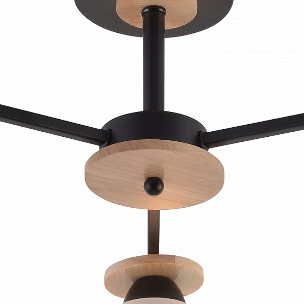 Люстра на штанге Reluce 01625-1 дерево арт. 01625-0.3-03 BK+WOOD
