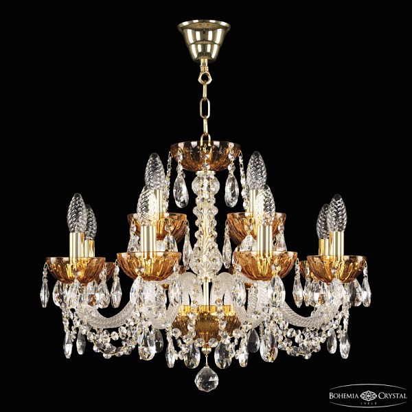 Подвесная люстра Bohemia Ivele Crystal 5402 золото арт. 5402/8+4/195 G Amber/M-1H