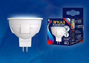 Лампа светодиодная Uniel Яркая  арт. LED-JCDR 6W/NW/GU5.3/FR PLP01WH картон