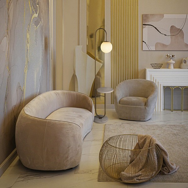 Торшер с полкой Loft it Sonni белый арт. 10145 Gold