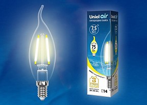Лампа светодиодная Uniel Air  арт. LED-CW35-7,5W/WW/E14/CL GLA01TR картон