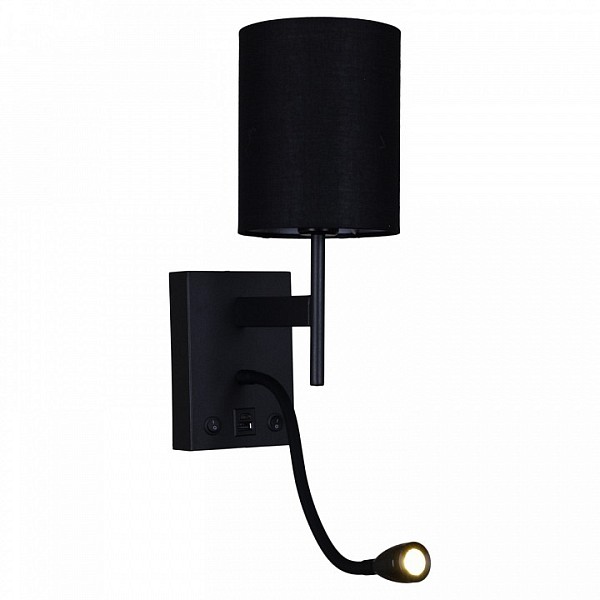 Бра с подсветкой Reluce 86210 черный арт. 86210-9.2-001KT LED3W+E14 BK