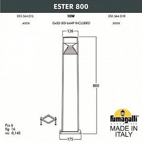 Наземный светильник Fumagalli Ester белый арт. DS1.564.000.WXD1L