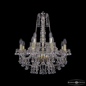 Подвесная люстра Bohemia Ivele Crystal 1409 золото арт. 1409/8+4/195/h-62 G