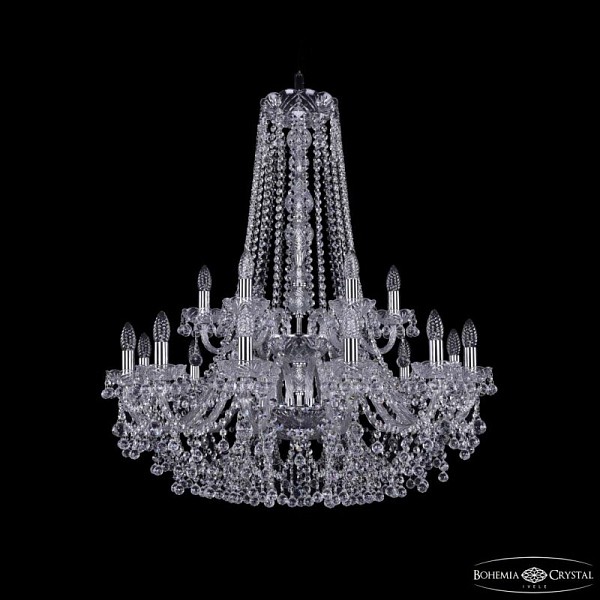 Подвесная люстра Bohemia Ivele Crystal 1409 никель арт. 1409/12+6/300/h-94/2d Ni