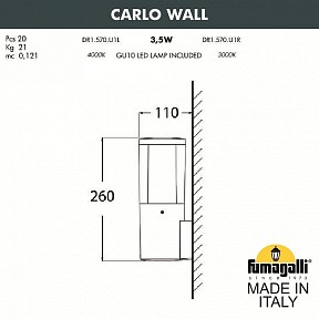 Светильник на штанге Fumagalli Carlo черный арт. DR1.570.000.AXU1L