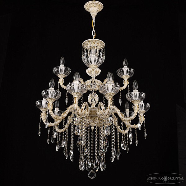 Подвесная люстра Bohemia Ivele Crystal AL7901 белый арт. AL79101/10+5/250/2D B WMG P Clear/M-1H